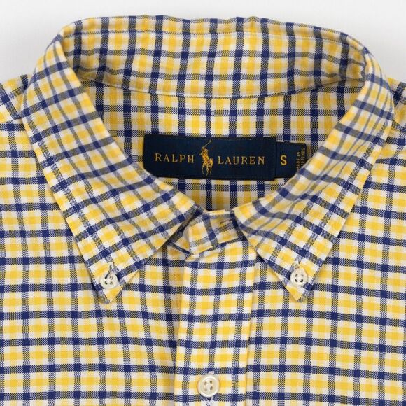 Polo Ralph Lauren Yellow Blue Plaid Oxford Button Down Shirt Size Small - Picture 6 of 10